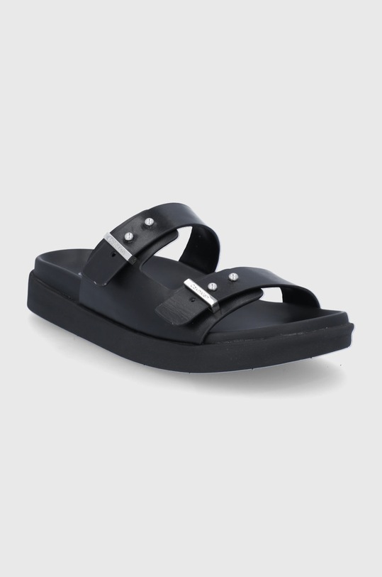 Calvin Klein klapki skórzane HW0HW01155.BAX czarny SS22