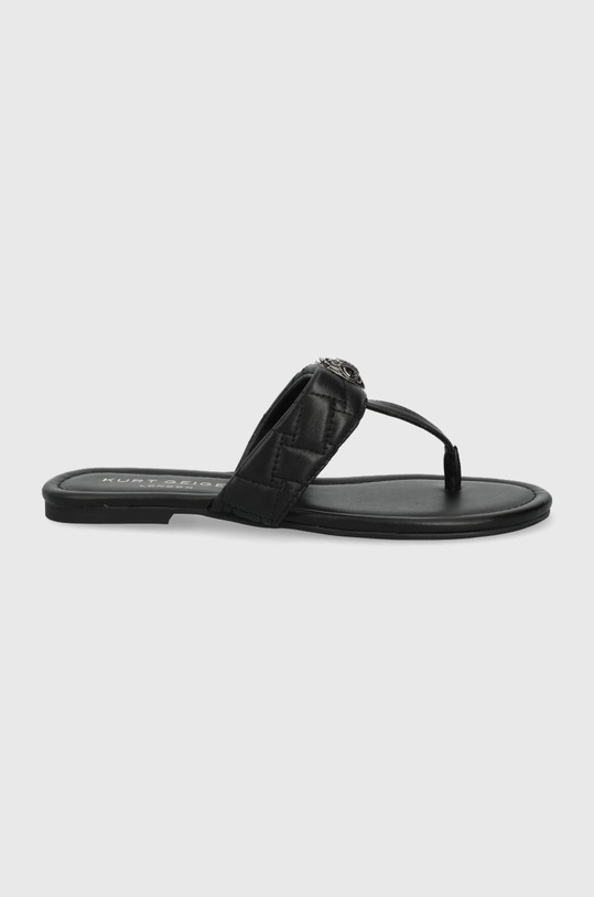 Kurt Geiger London japonki skórzane Kensington T-Bar płaski czarny 8651400109.BLACK