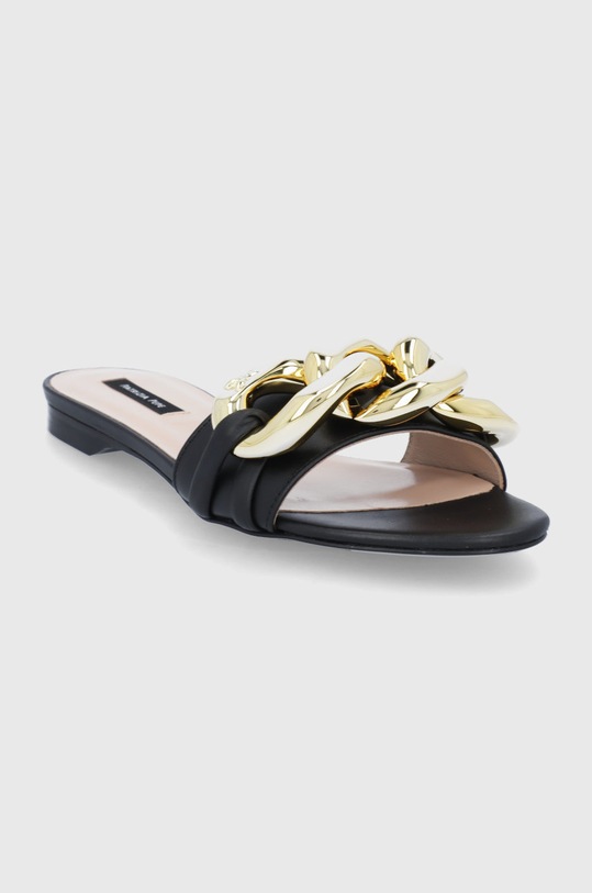 Patrizia Pepe Șlapi de piele 8X0009.L011 negru SS22