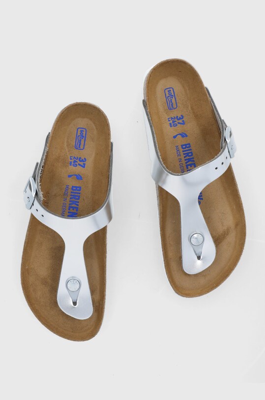 Birkenstock slapi de piele Gizeh argintiu 1003675