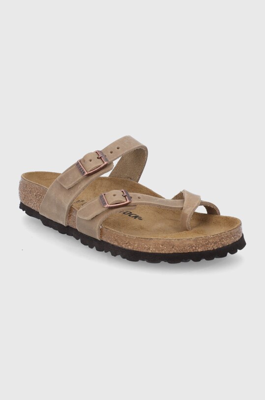 Δερμάτινες παντόφλες Birkenstock Mayari 1011433 μπεζ SS24