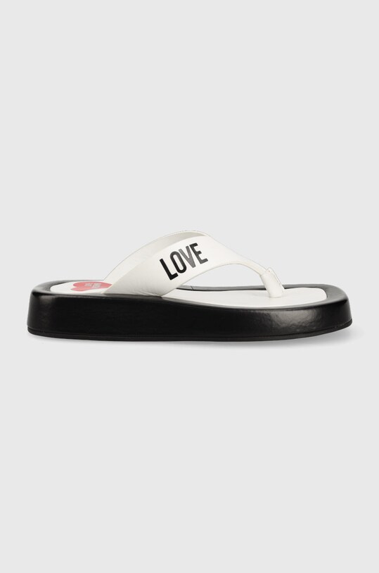 Кожаные вьетнамки Love Moschino платформа белый JA28293G0EIE310A