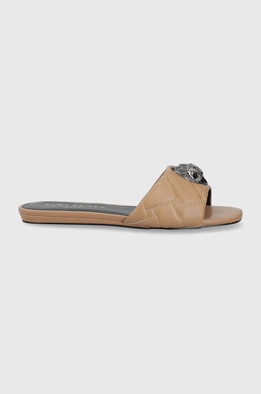 Kurt Geiger London klapki skórzane Kensington płaski brązowy 8496148109.CAMEL