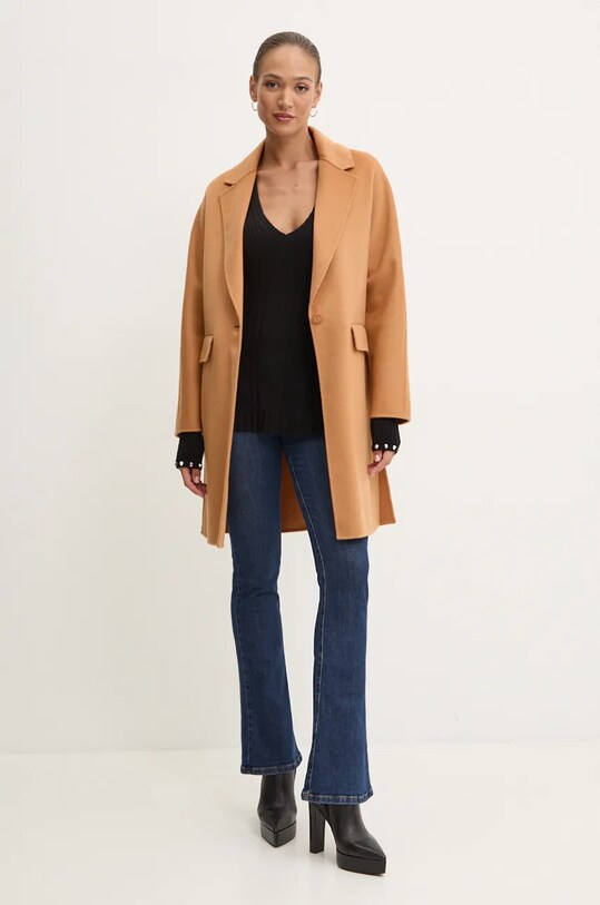 Шерстяное пальто Patrizia Pepe 8O0004.A006 бежевый AW24