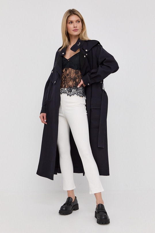 Victoria Beckham płaszcz wełniany 1122WCT003184B granatowy SS22