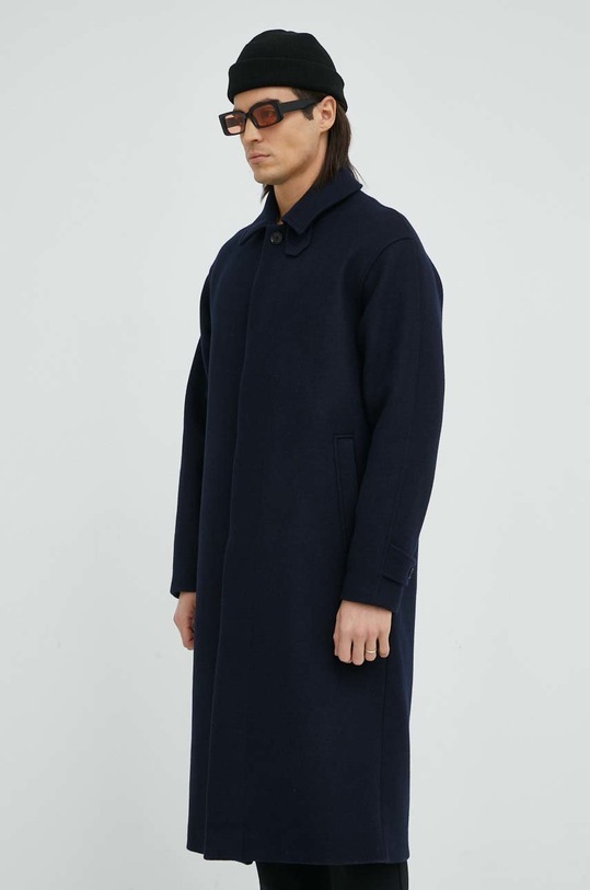 Vlněný kabát Samsoe Samsoe M21400027 námořnická modř AW22