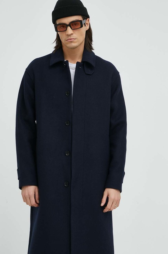 Samsoe Samsoe płaszcz wełniany granatowy M21400027