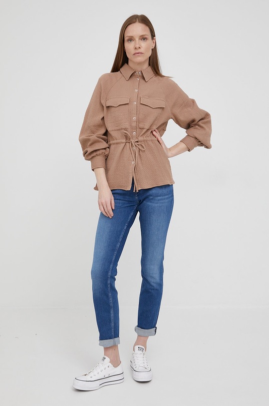 Y.A.S koszula bawełniana bawełna brązowy 26025933.Woodsmoke