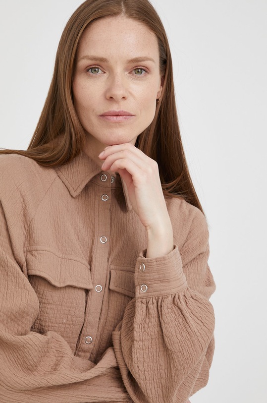 Y.A.S koszula bawełniana brązowy 26025933.Woodsmoke