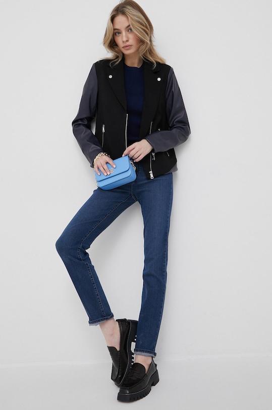 Δερμάτινο μπουφάν DKNY P1LCFK92 μαύρο SS22