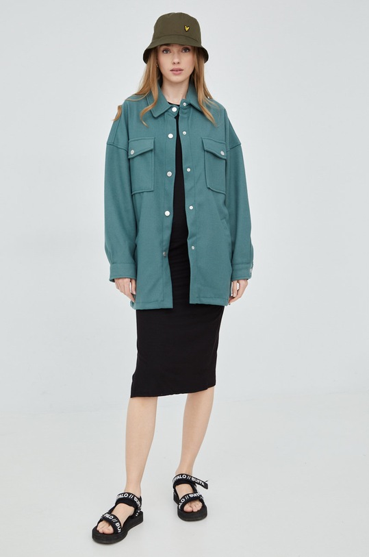 Košulja Brave Soul LJK.FLOPKB.DARKSAGE zelena SS22