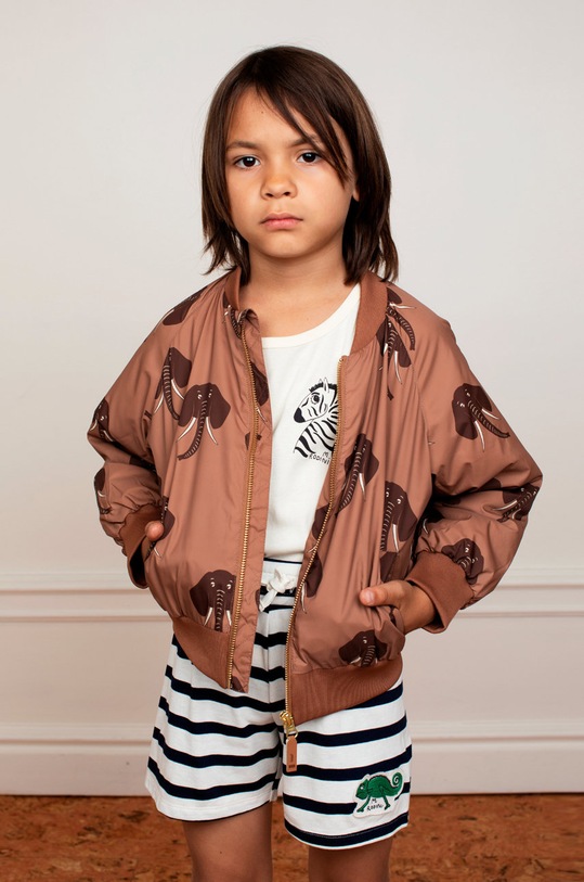 Mini Rodini geaca bomber pentru copii cu captuseala maro 2221010716