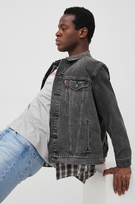 Levi's geacă din denim necaptusit gri 72334.0601