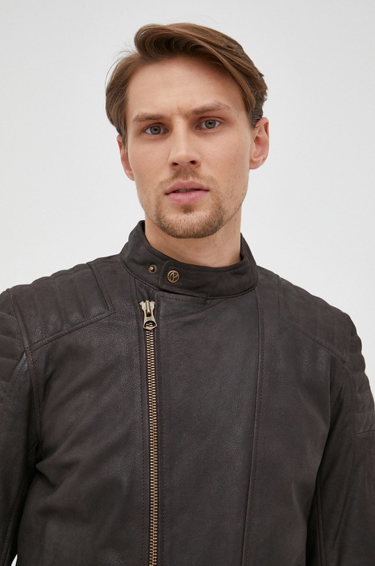 Pepe Jeans geaca de piele Lee maro PM402542.898