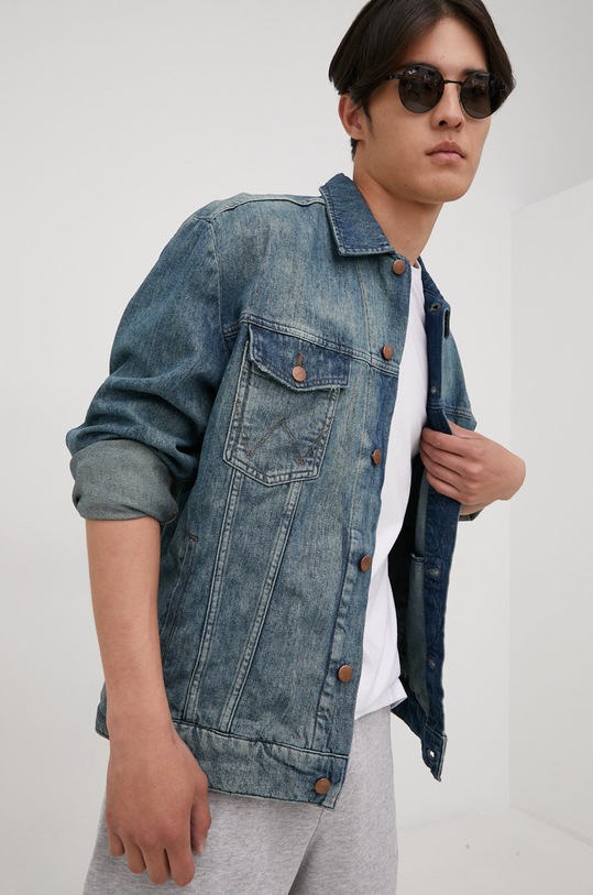 Wrangler kurtka jeansowa bez kaptura granatowy W459Y131C