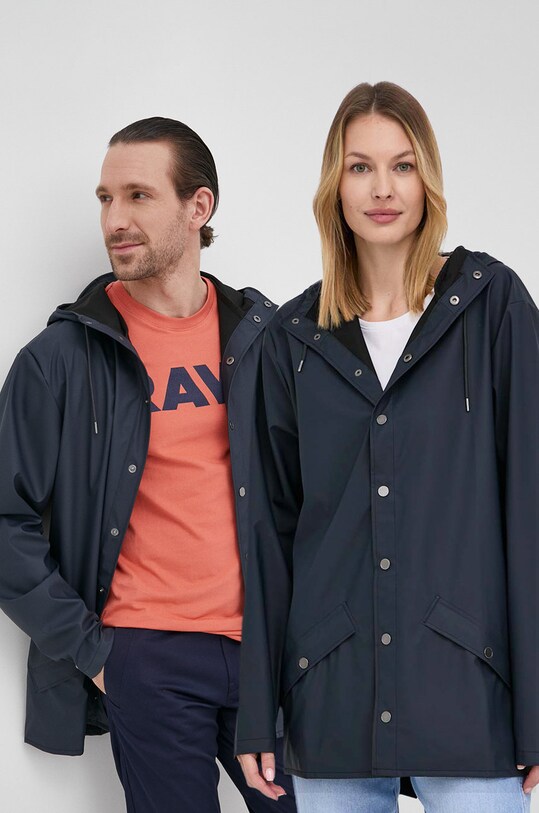 Куртка Rains 12010 Jacket с капюшоном тёмно-синий 12010.47