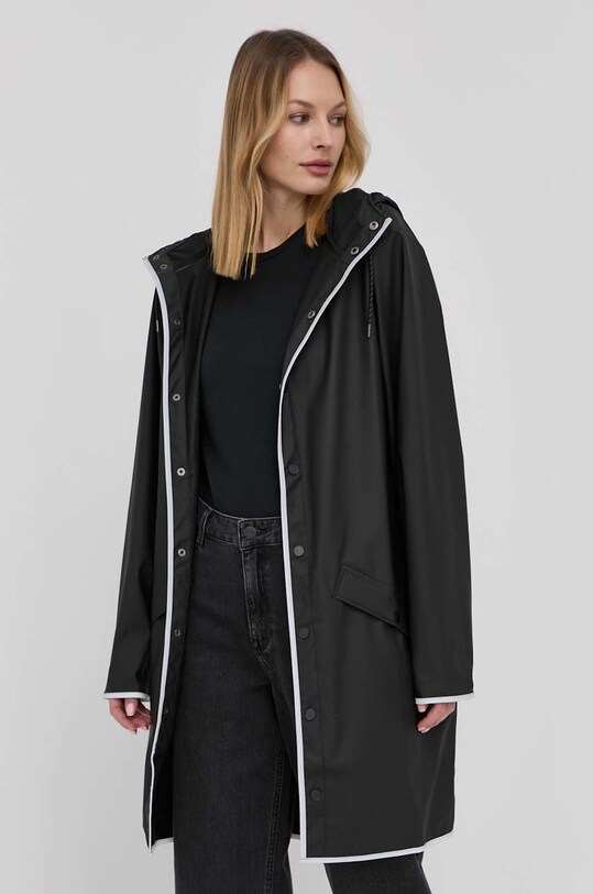 Odzież Rains kurtka 18540 Long Jacket Reflective 18540.70 czarny