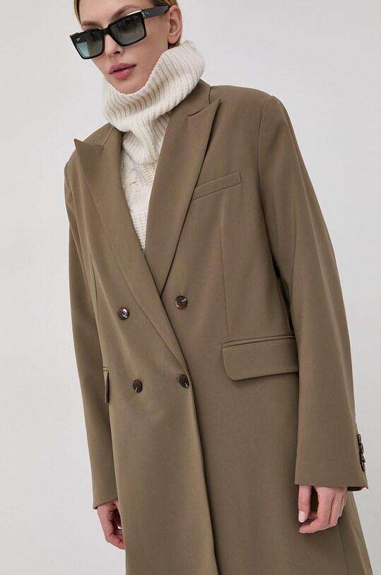 Samsoe Samsoe palton cu captuseala verde F21400029