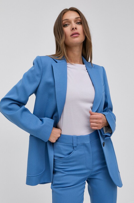 Victoria Beckham marynarka wełniana niebieski 1122WJK003218A