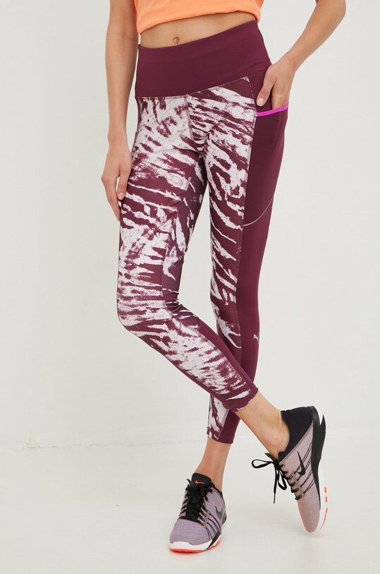Puma legginsy do biegania 5K Graphic wzorzyste bordowy 521394