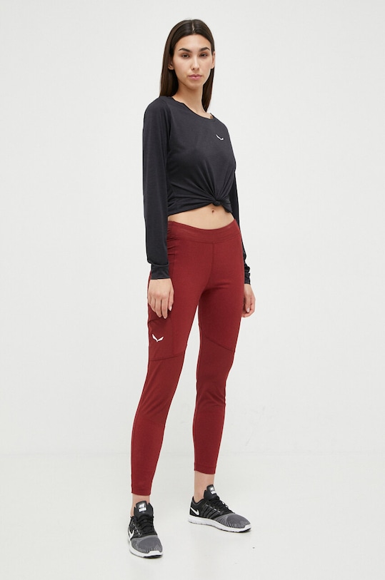 Salewa legginsy sportowe Lavaredo Hemp 00.0000028034 bordowy SS25