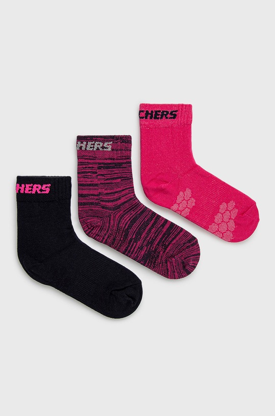 Skechers skarpetki dziecięce 3-pack melanż fioletowy SK41053