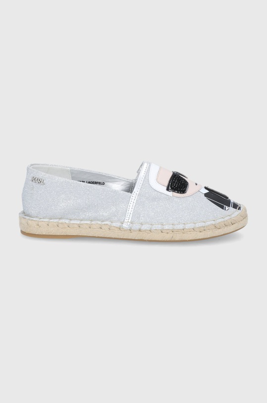 Karl Lagerfeld espadrile Kamini piele argintiu KL80111.9SL