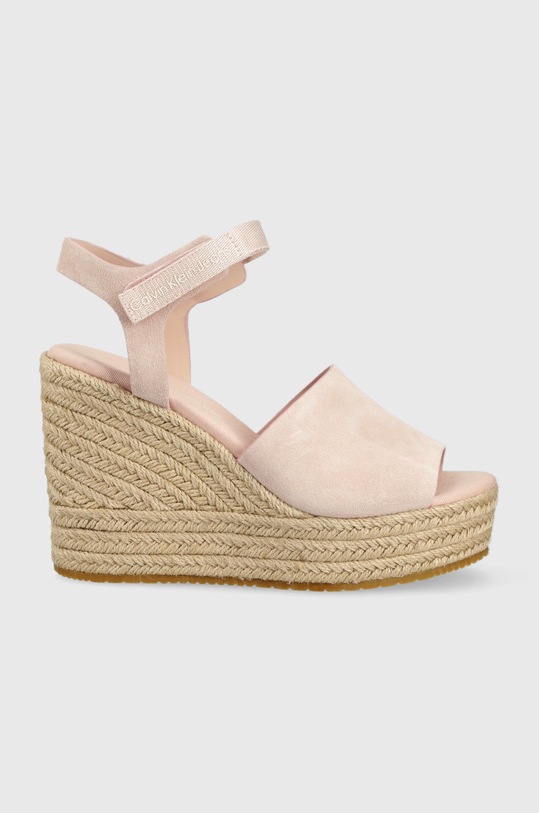 Sandale od brušene kože Calvin Klein Jeans brušena koža roza YW0YW00571.TFT