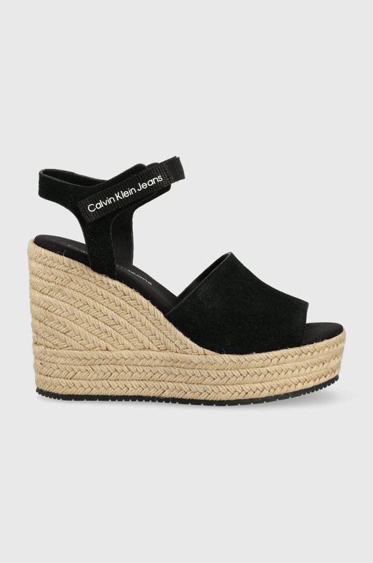 Sandale Calvin Klein Jeans brušena koža crna YW0YW00571.BDS