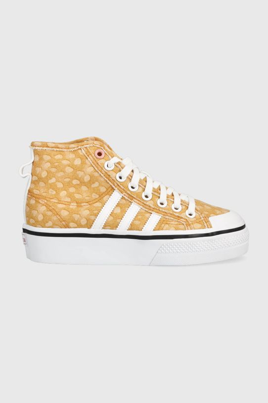 adidas Originals scarpe da ginnastica Disney Nizza Platform Mid finta pelle fiore marrone GZ1657