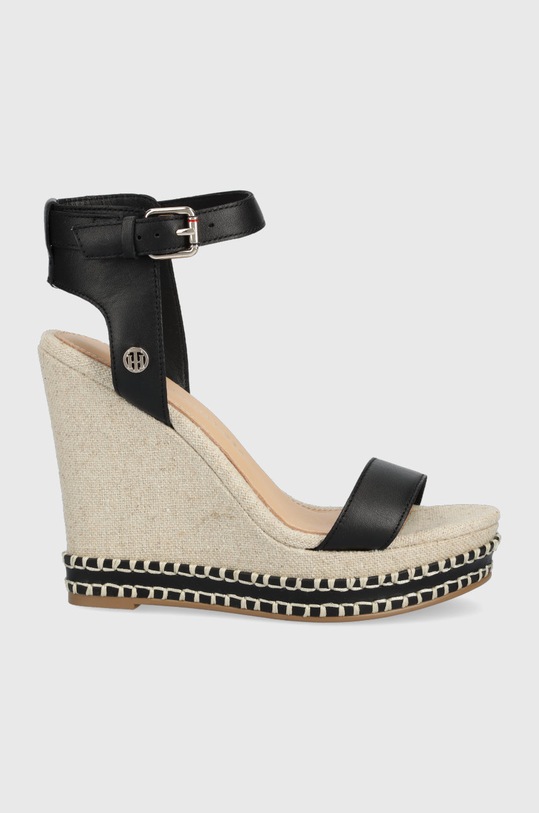 Tommy Hilfiger sandale de piele coturn negru FW0FW06296.BDS