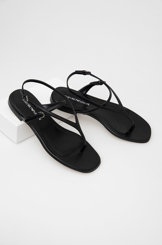 Emporio Armani sandały skórzane czarny X3Q077.XF261.00002
