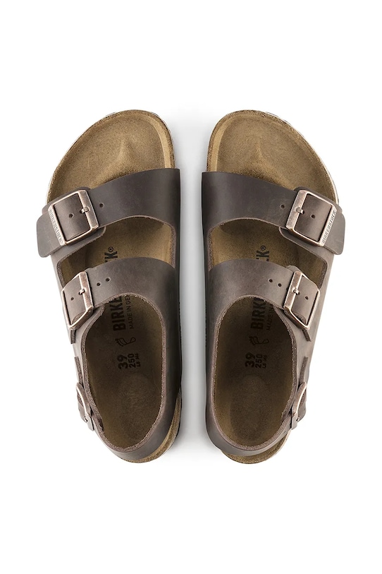 Δερμάτινα σανδάλια Birkenstock Milano 34873 καφέ
