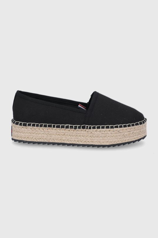 Espadrilky Tommy Jeans platforma čierna EN0EN01832.BDS.FLATFOR