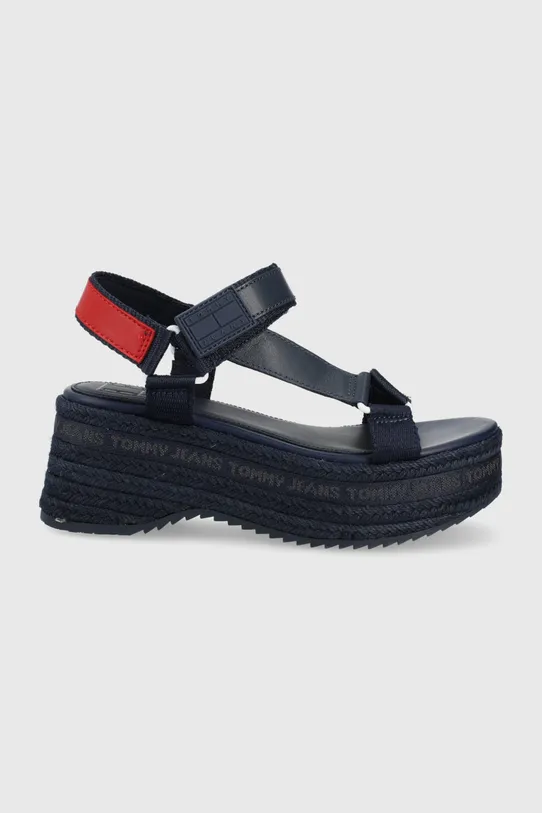Tommy Jeans sandały EN0EN01810.0GY.WEDGE.S tekstylny granatowy EN0EN01810.0GY.WEDGE.S
