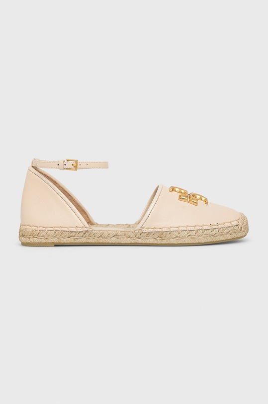 Tory Burch espadryle skórzane Eleanor Dorsay płaski beżowy 88743.122