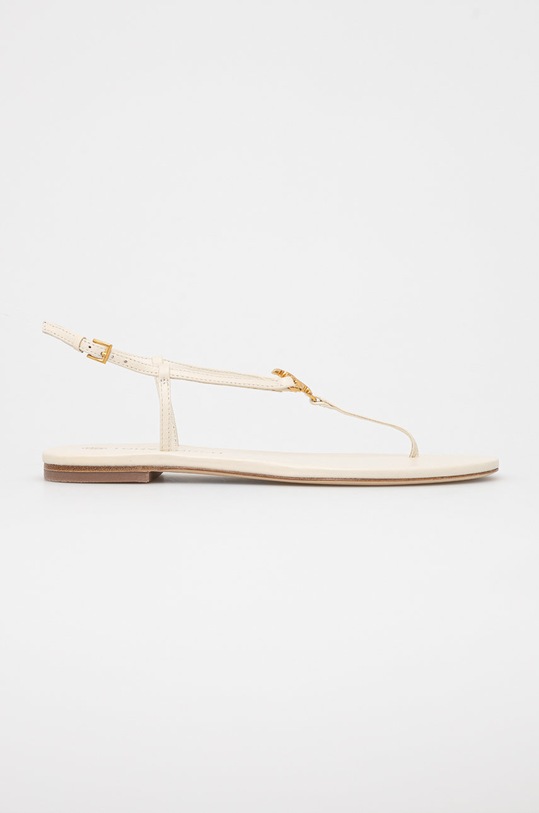 Tory Burch sandały skórzane Capri płaski beżowy 90555.100