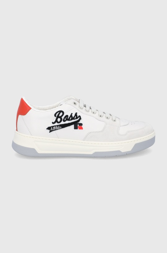 Kožená obuv Boss x Russell Athletic Baltimore semišová koža biela 50465136.110