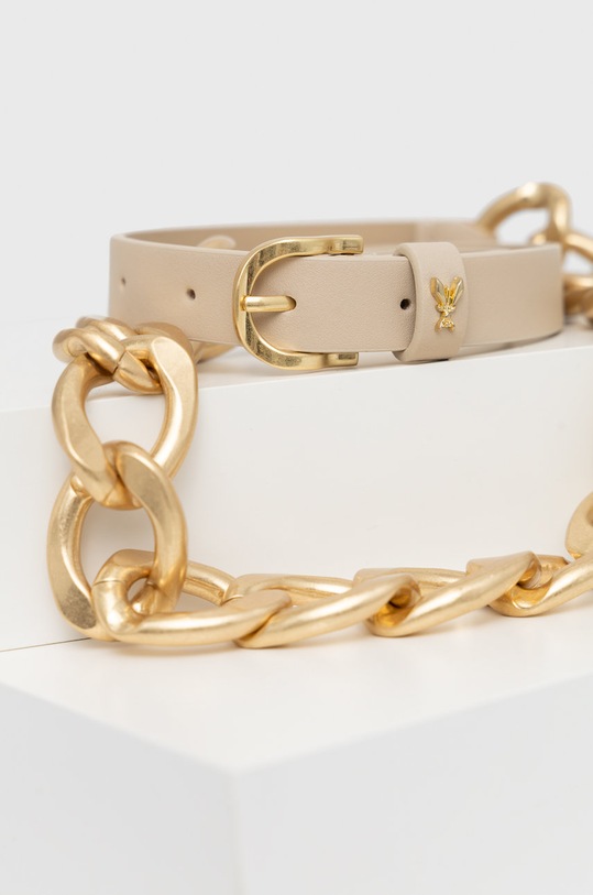 Patrizia Pepe Pasek skórzany beżowy 8W0386.L009