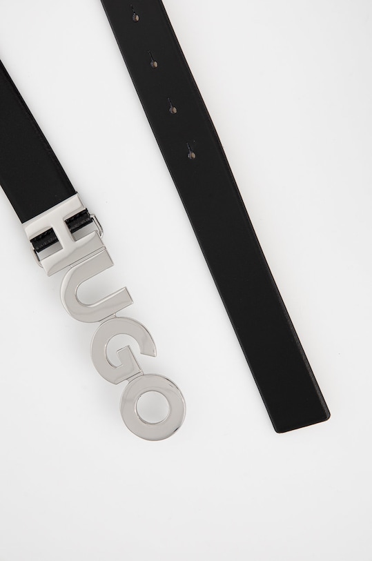 Kožený pásek HUGO 50470629 černá AW22