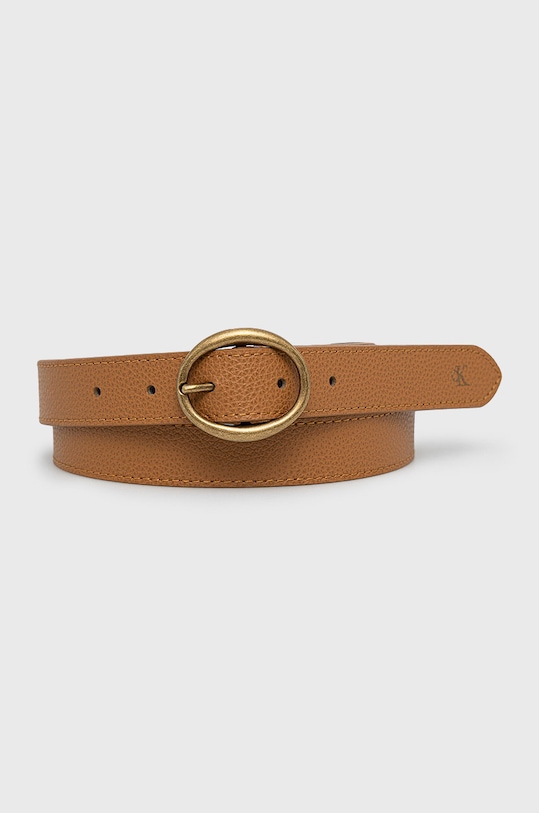 Kožený pásek Calvin Klein Jeans Planet friendly hnědá K60K609320.PPYY