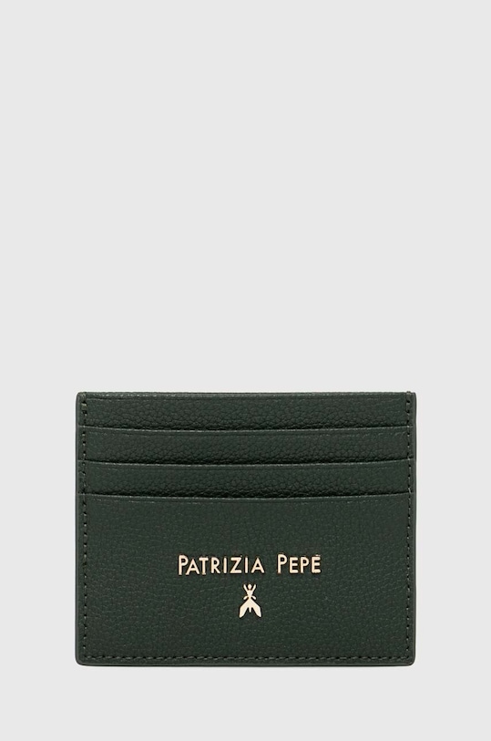 Δερμάτινη θήκη για κάρτες Patrizia Pepe λείο δέρμα πράσινο CQ7001.L001