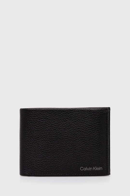 Kožená peňaženka Calvin Klein usňová koža čierna K50K507969.PPYY
