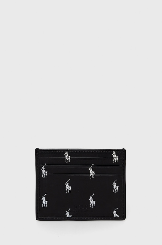Δερμάτινη θήκη για κάρτες Polo Ralph Lauren λεπτό μοτίβο μαύρο 405845400001