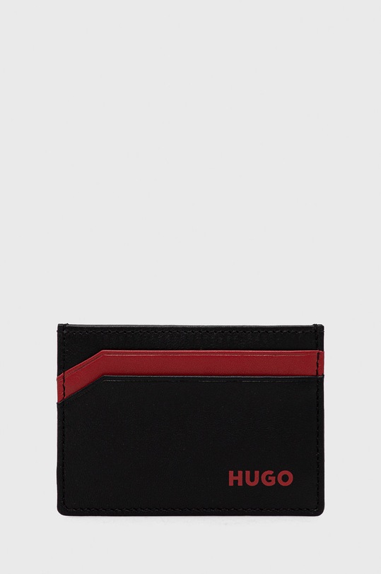 HUGO etui na karty skórzane 50470746 skóra licowa czarny 50470746