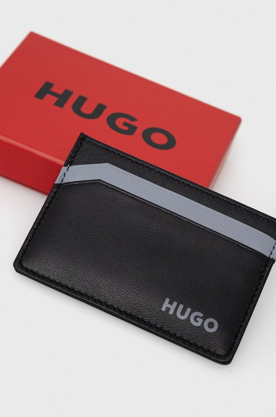 Akcesoria HUGO etui na karty skórzane 50470746 50470746 czarny