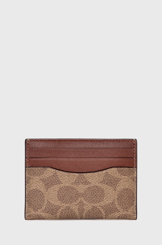 Pouzdro na karty Coach imitace kůže hnědá 936
