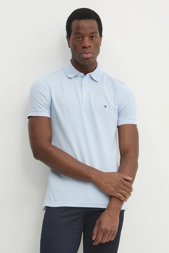 Бавовняне поло Tommy Hilfiger бавовна блакитний MW0MW17771.PPYY