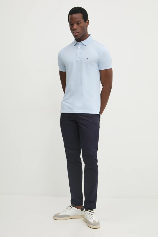 Бавовняне поло Tommy Hilfiger MW0MW17771.PPYY блакитний SS24
