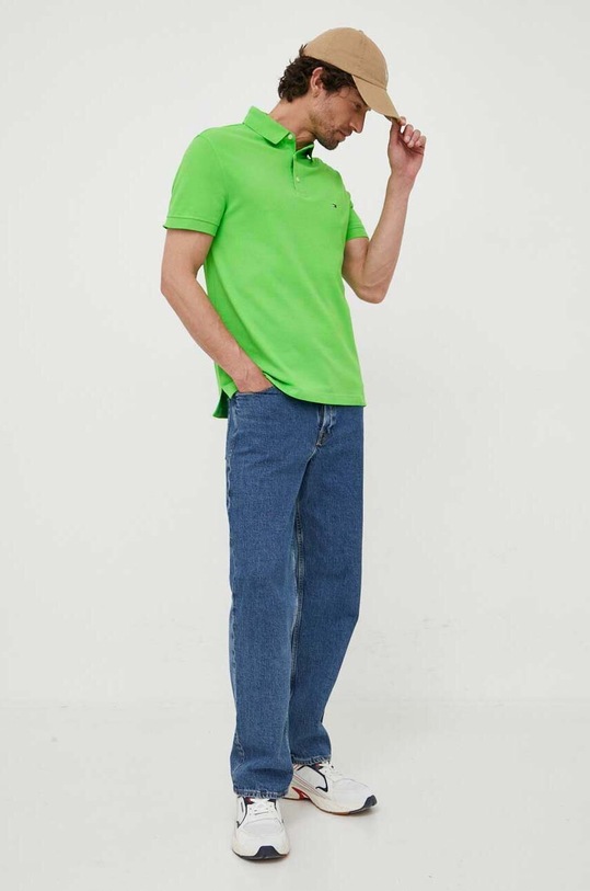 Tommy Hilfiger polo z elastanem zielony MW0MW17771.PPYY